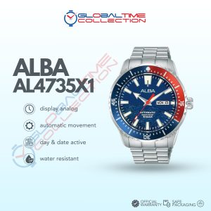 Alba Mechanical AL4735X1 Automatic Men Pepsi Blue Dial Stainless Steel Strap